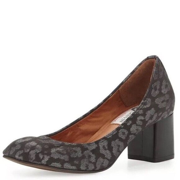 LANVIN Paris Metallic Spotted Leopard Pump Black Silver - Picture 1 of 10